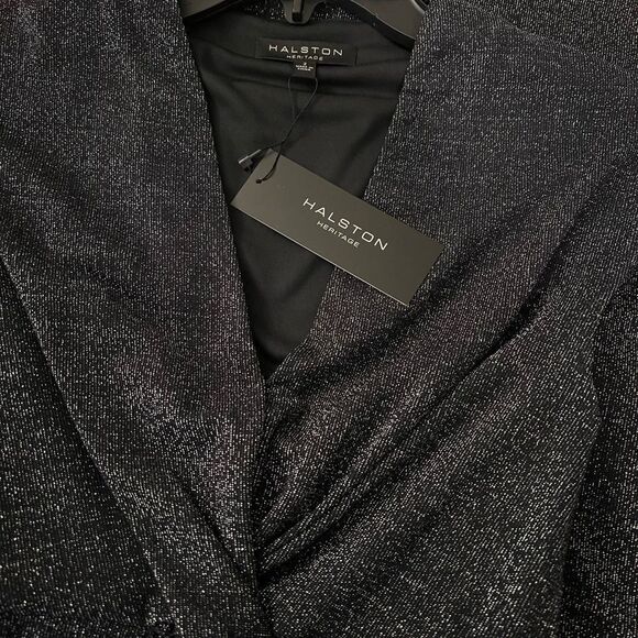 Halston Heritage Sparkle Stretch Metallic Twist Front Gown Long Dress - Picture 7 of 7